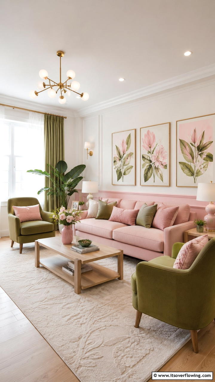 Pastel Pink and Light Olive - 21 Two Colour Combinations for a Vibrant Living Room