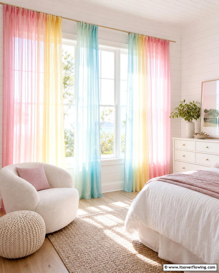 Pastel Rainbow Curtains - 25 Unicorn Bedroom Ideas for a Magical Space