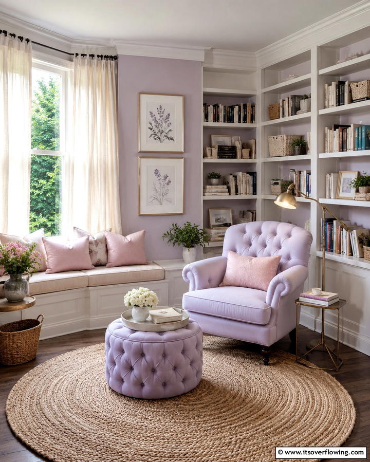 Pastel Reading Room Haven - 30 Soothing Pastel Room Ideas for a Calming Home Ambiance