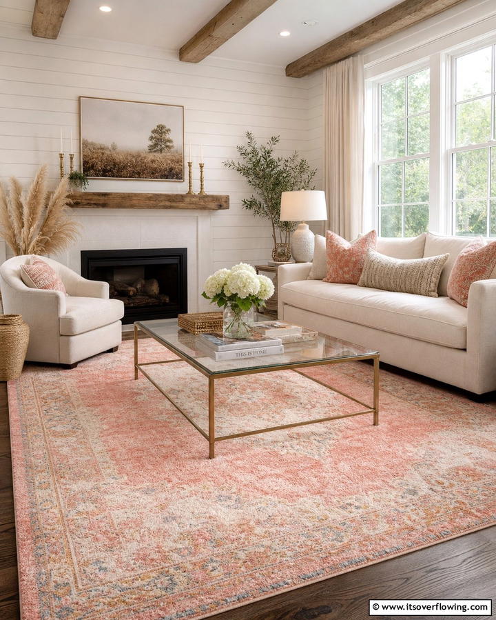 Pastel Rugs for Underfoot Comfort - 25 Pastel Living Room Ideas for a Soft and Cozy Space