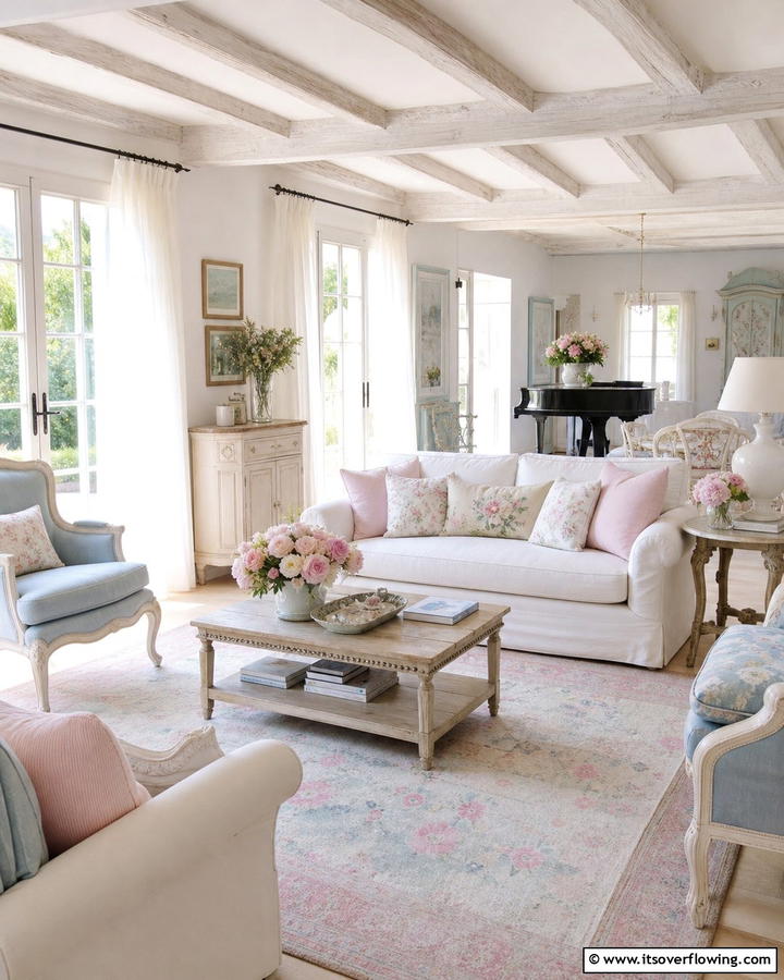Pastel Serenity - 21 French Country Living Room Ideas for Rustic Elegance