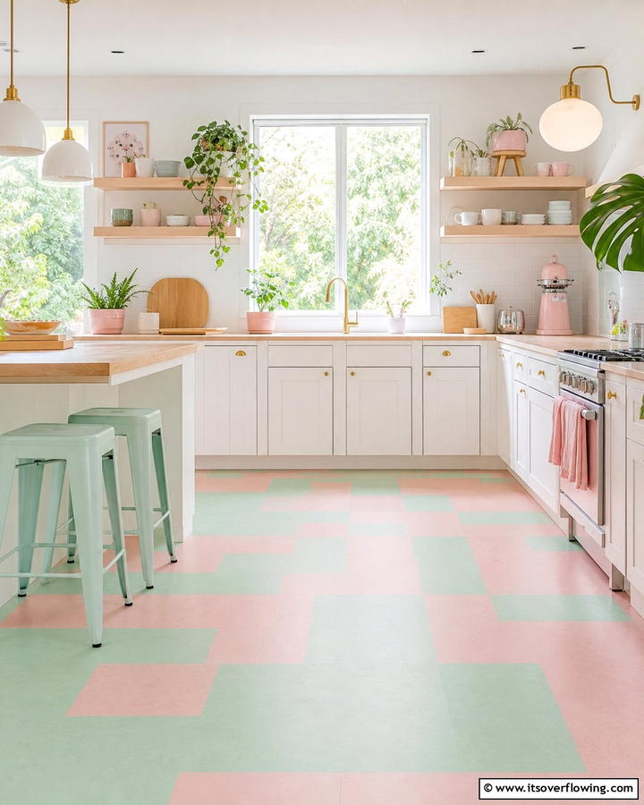 Pastel Shades Linoleum - 20 Linoleum Kitchen Flooring Ideas for a Durable and Stylish Look