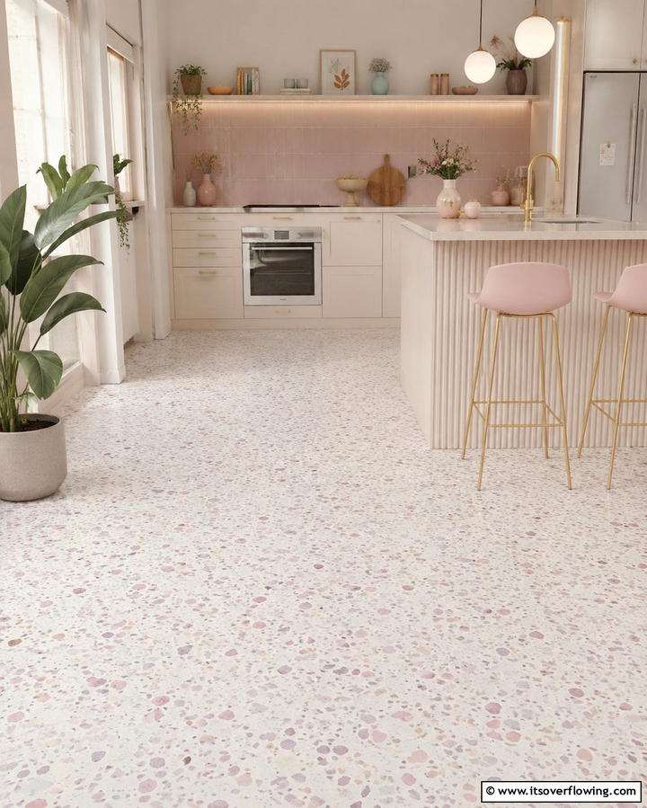 Pastel Toned Terrazzo - 25 Terrazzo Kitchen Floor Ideas for a Unique Look