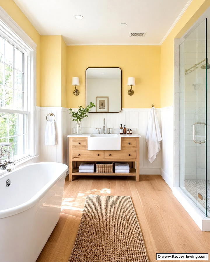 Pastel Yellow Walls - 30 Cheerful Yellow Bathroom Decor Ideas for 2024