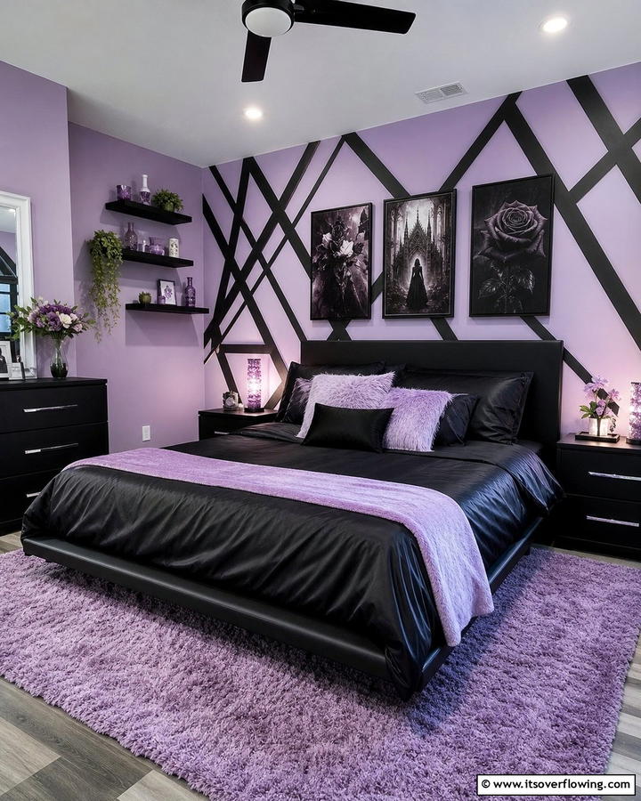 Pastel and Black Contrast Walls - 20 Pastel Goth Bedroom Ideas for a Unique Aesthetic