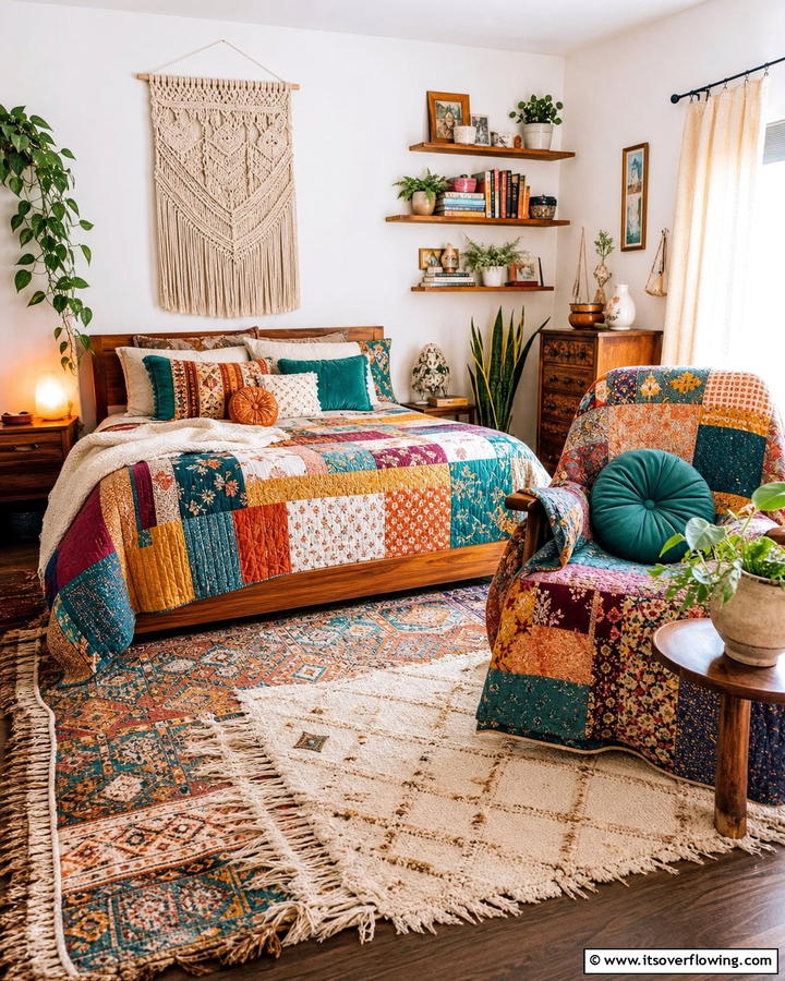 Patchwork Quilts and Throws - 20 Unique Indie Room Ideas for a Boho Vibe