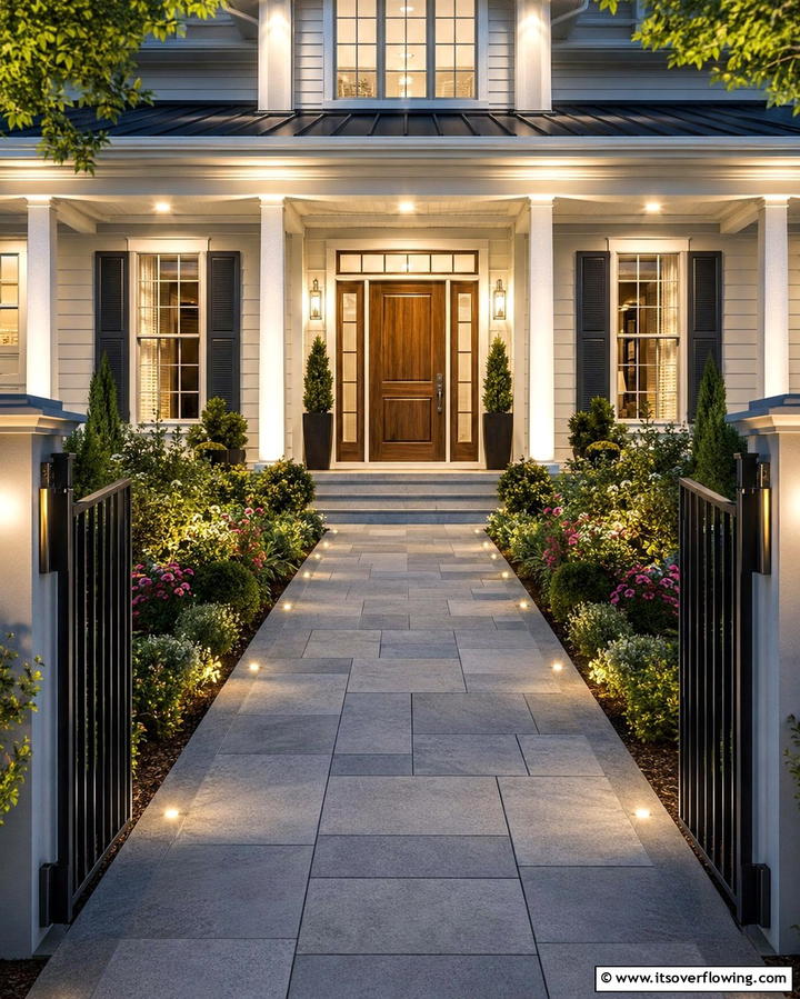 Pathway Lighting with Soffit Integration - 20 Soffit Lighting Ideas to Illuminate Your Home