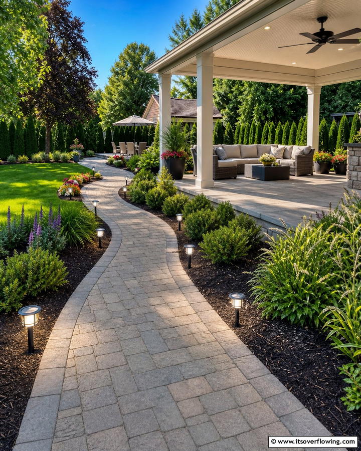 Pathway Lights for Added Safety - 20 Covered Patio Lighting Ideas for Outdoor Ambiance