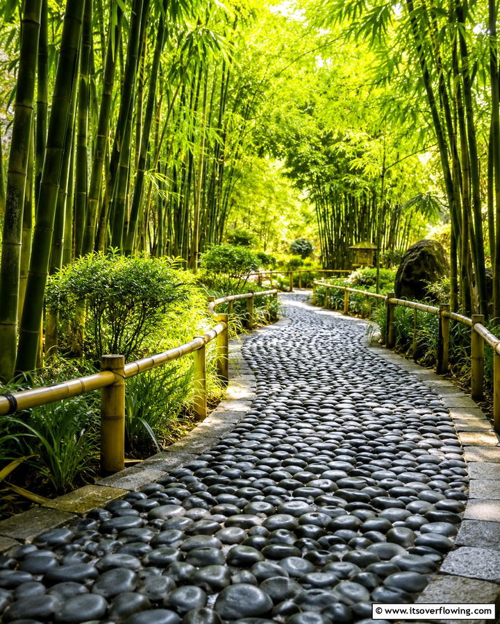 Pathway Serenity with Black River Rocks - 30 Natural Black River Rock Landscaping Ideas for Texture