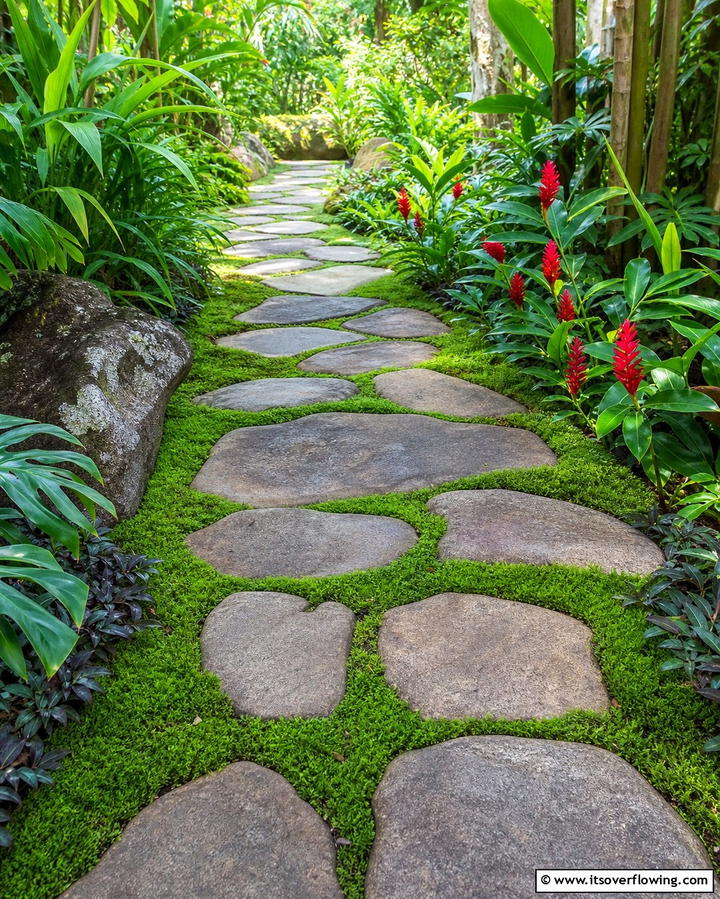 Pathways with Natural Stones - 25 Tropical Garden Ideas for a Lush Outdoor Oasis