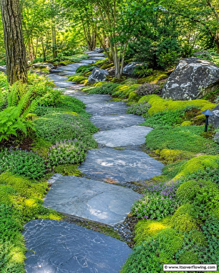 Pathways with Stepping Stones - 25 Terraced Garden Ideas for Sloped Landscapes