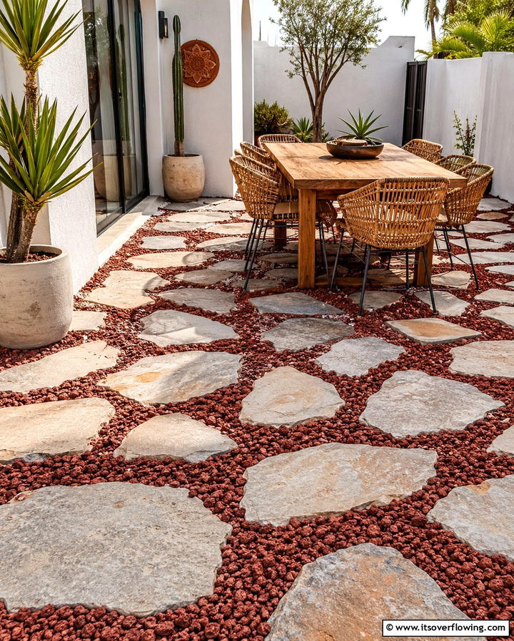 Patio Edging with Red Lava Rocks - 25 Red Lava Rock Landscaping Ideas for a Unique Yard