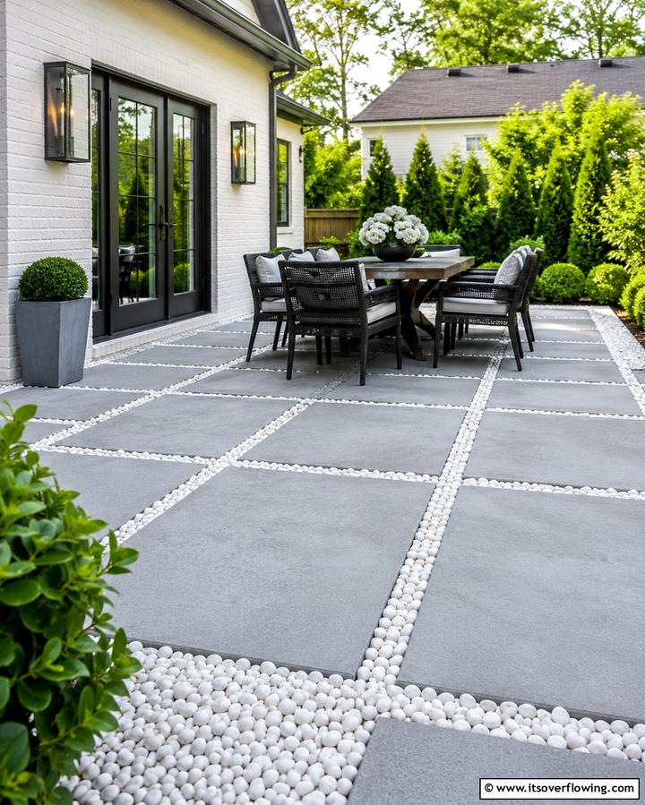 Patio Enhancements - 25 White Rock Landscaping Ideas for a Clean Look