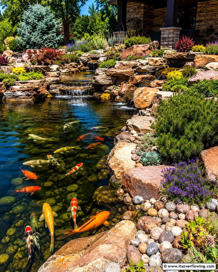 Patio Integrated Koi Ponds - 25 Koi Pond Ideas to Enhance Your Outdoor Space