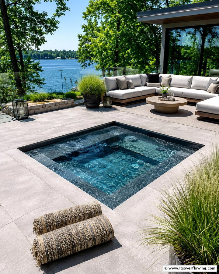 Patio Sunken Hot Tub - 20 Sunken Hot Tub Ideas for Relaxing Outdoor Spaces