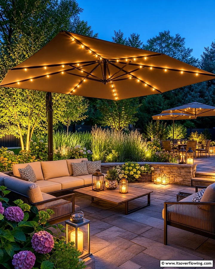 Patio Umbrella Lights - 20 Garden Shade Ideas to Create a Cool and Comfortable Outdoor Space