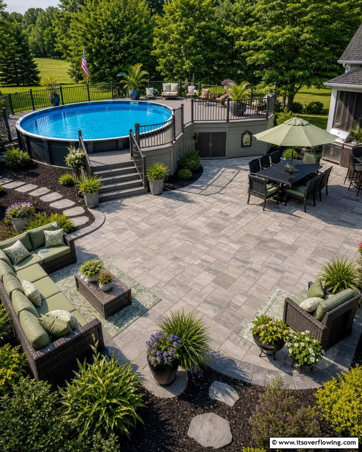 Patio and Pool Harmony - 21 Above-Ground Pool Deck Ideas for Backyard Fun