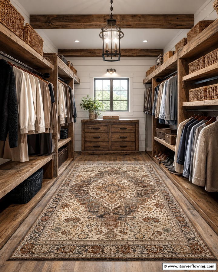 Patterned Area Rug - 20 Rustic Closet Ideas for a Charming Storage Solution