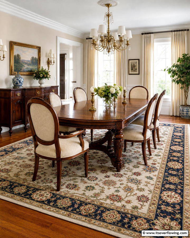 Patterned Area Rugs - 25 Colonial Dining Room Ideas for Timeless Style