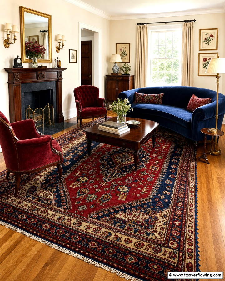 Patterned Area Rugs - 25 Vintage 1930s Living Room Design Ideas for Nostalgia