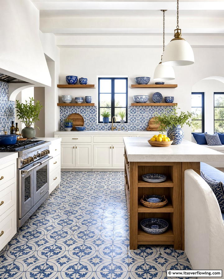 Patterned Cement Tiles - 25 Kitchen Flooring Ideas for Durability and Style