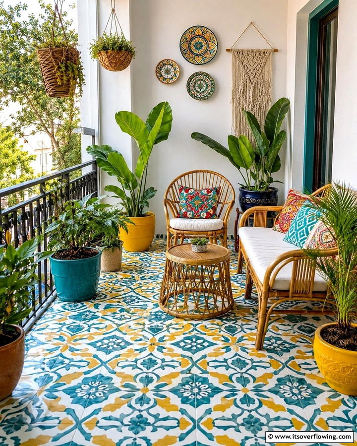 Patterned Cement TilesOne - 25 Balcony Tiles Ideas for Stylish Outdoor Spaces