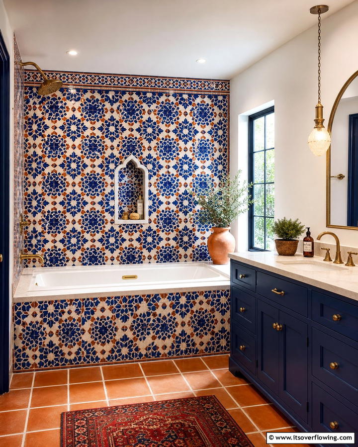 Patterned Ceramic Tile Surround - 25 Bathtub Surround Ideas for a Luxurious Bathroom