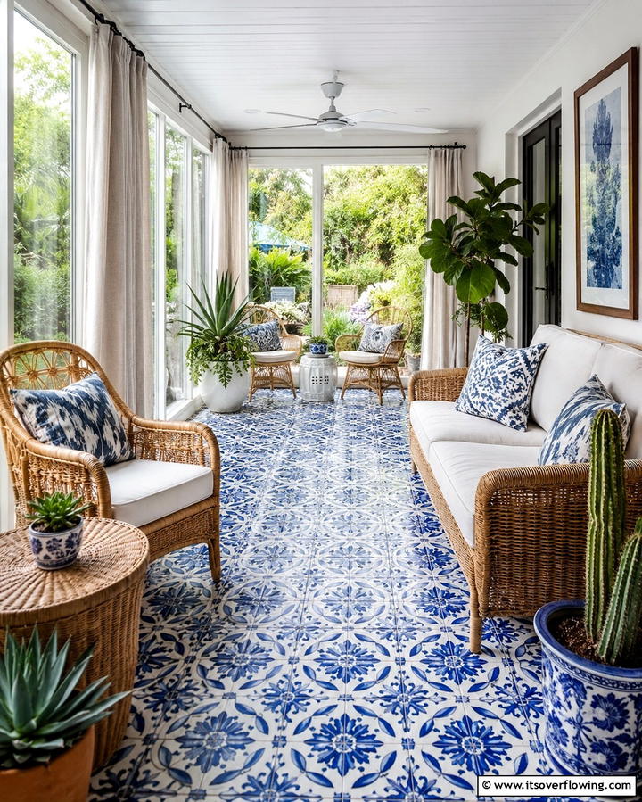 Patterned Ceramic Tiles - 20 Sunroom Tile Floor Ideas for Durable and Stylish Floors