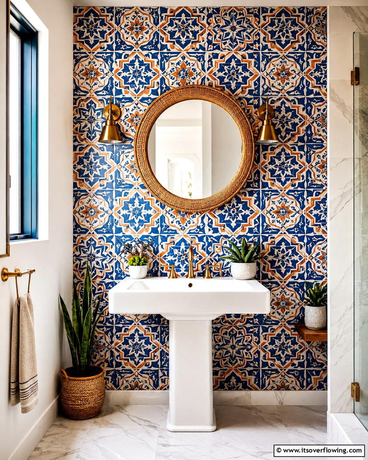Patterned Ceramic Tiles - 25 Bathroom Backsplash Ideas for a Stylish Upgrade