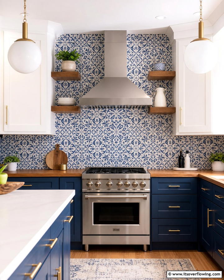 Patterned Ceramic Tiles - 30 Kitchen Splashback Ideas for Chic and Practical Walls