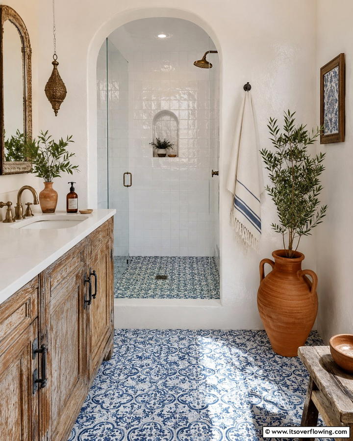 Patterned Ceramic Tiles for Artistic Flair - 30 Shower Floor Tile Ideas for Slip-Resistant Style