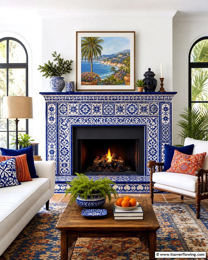 Patterned Ceramic TilesExact - 25 Fireplace Backsplash Ideas for a Stunning Focal Point