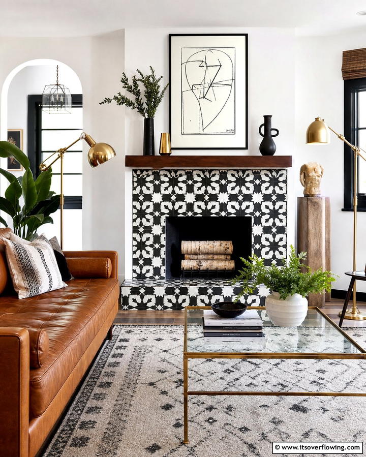 Patterned Ceramic TilesOne - 25 Fireplace Backsplash Ideas for a Stunning Focal Point