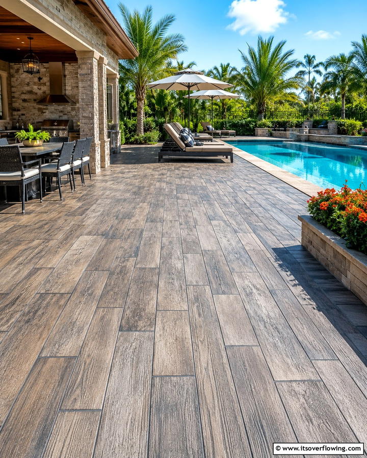 Patterned Concrete Stamps - 25 Paver Walkway Ideas to Enhance Your Outdoor Space