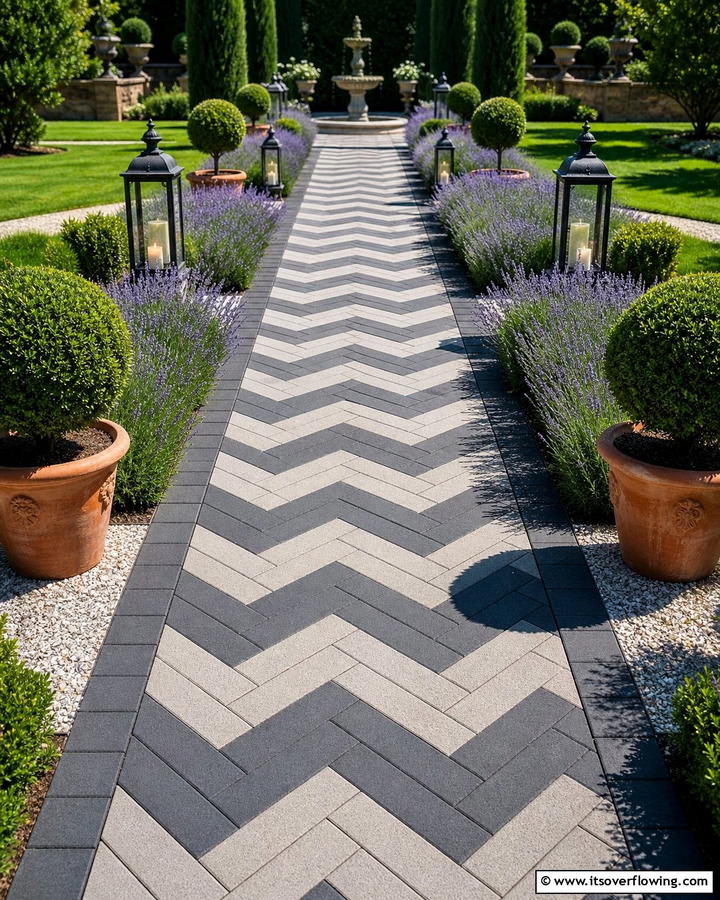 Patterned Concrete for Visual Interest - 20 Durable Concrete Walkway Ideas for Your Garden