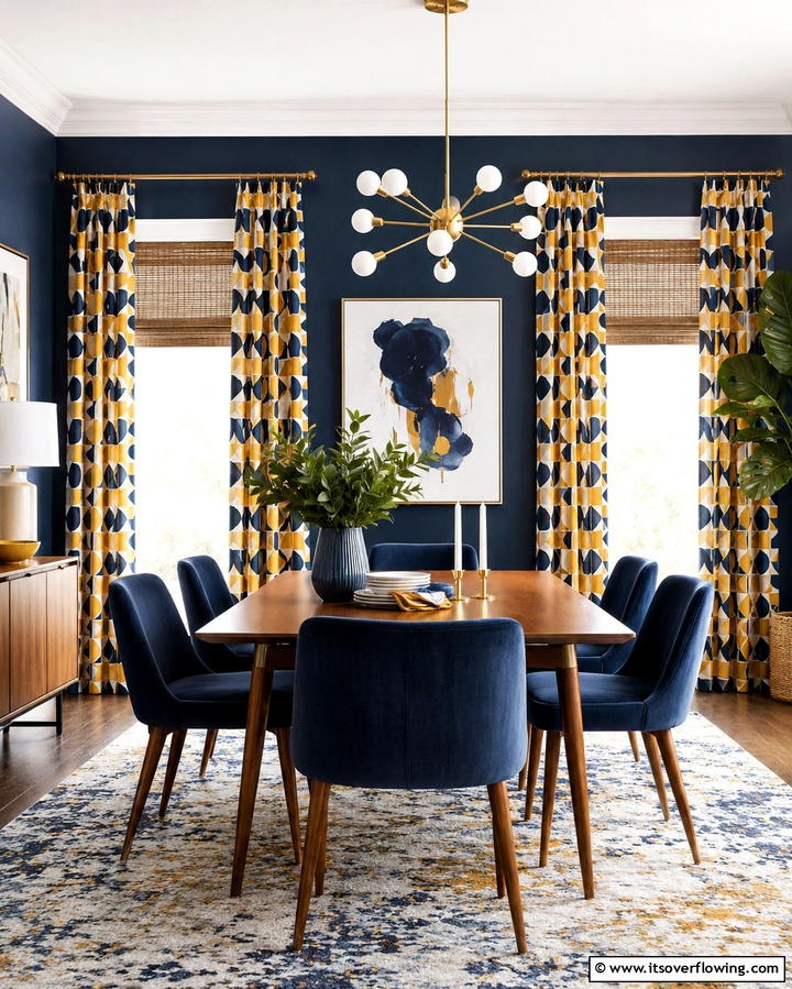 Patterned Curtains for Visual Interest - 25 Dining Room Window Treatments for Elegant Spaces