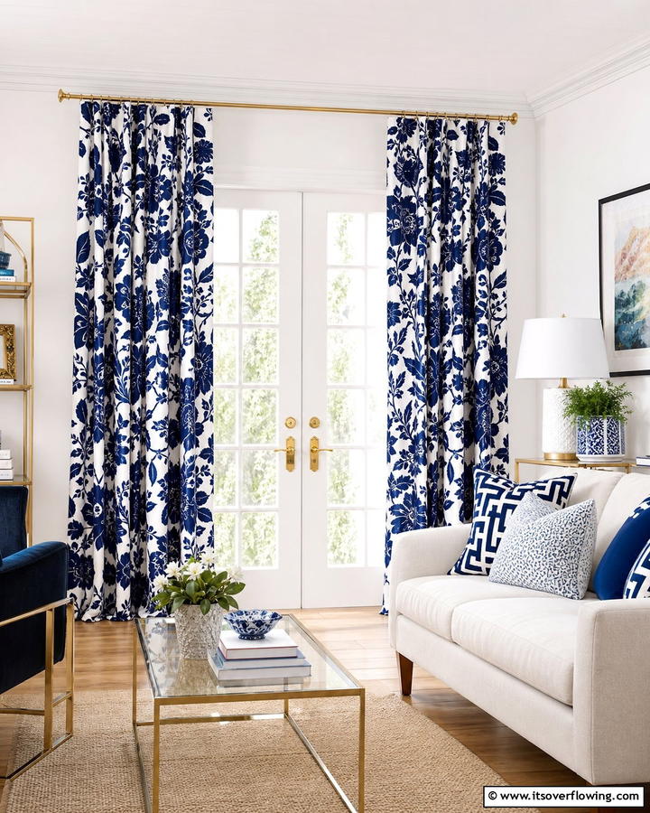 Patterned Curtains for Visual Interest - 20 French Door Curtain Ideas to Elevate Your Home Decor