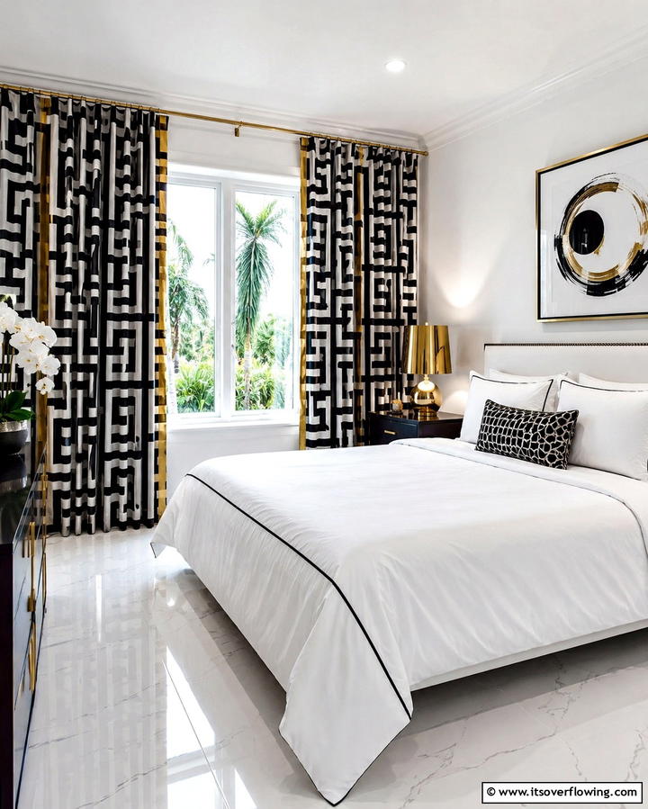 Patterned Curtains for a Bold Statement - 25 Elegant Bedroom Curtain Ideas to Enhance Your Decor