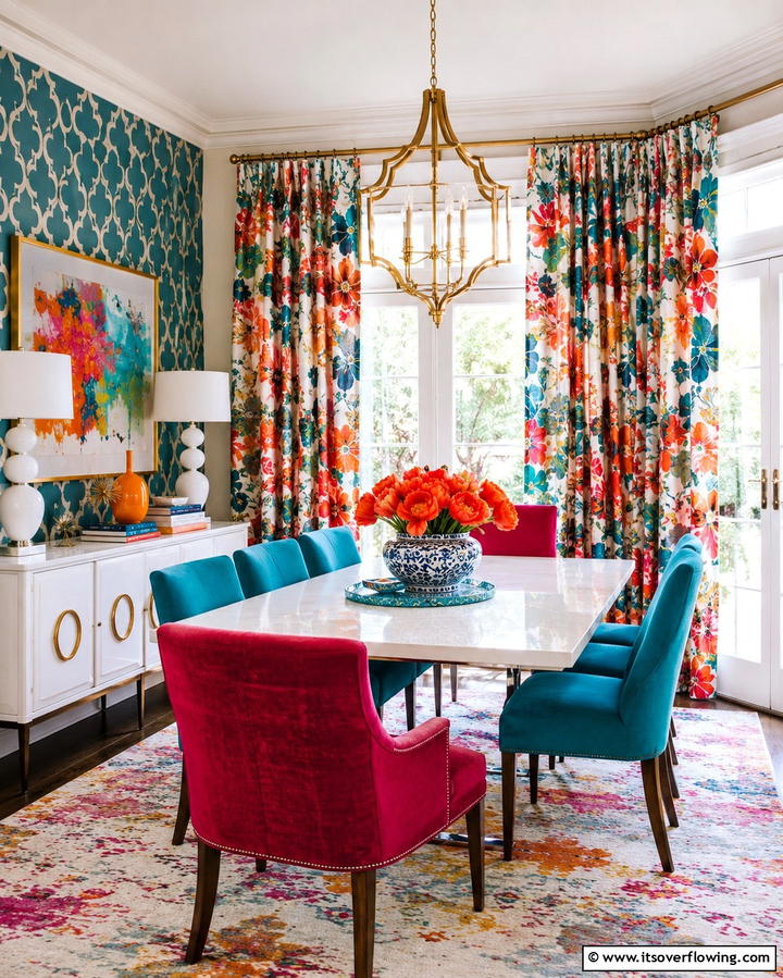 Patterned Curtains for a Bold Statement - 25 Dining Room Window Treatments for Elegant Spaces