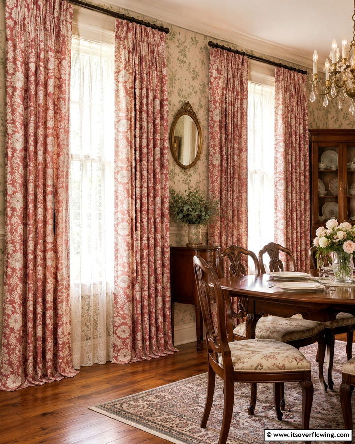 Patterned Curtains for a Nostalgic Touch - 20 Vintage Dining Room Ideas for Timeless Elegance