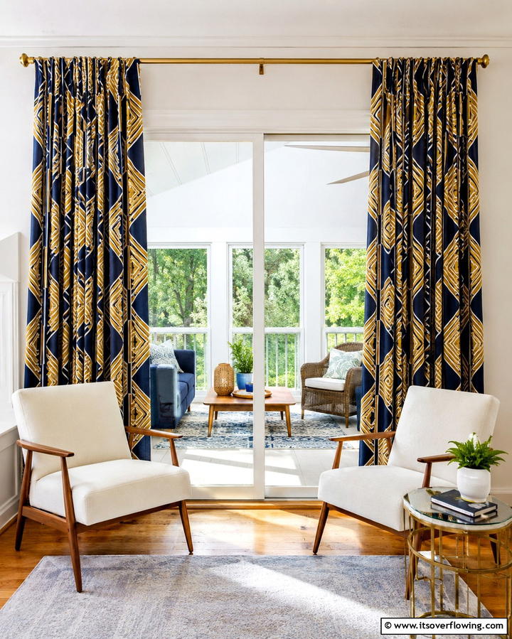 Patterned Curtains to Add Character - 25 Sliding Door Curtain Ideas for Privacy and Style