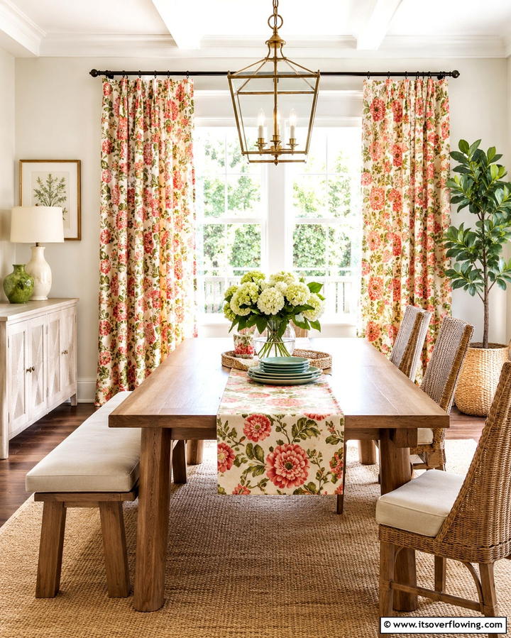 Patterned Curtains to Add Visual Interest - 25 Elegant Dining Room Curtain Ideas to Transform Your Space