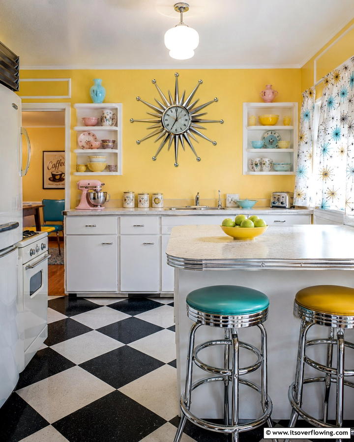 Patterned Curtains - 25 1950s Kitchen Ideas for a Retro Home Makeover