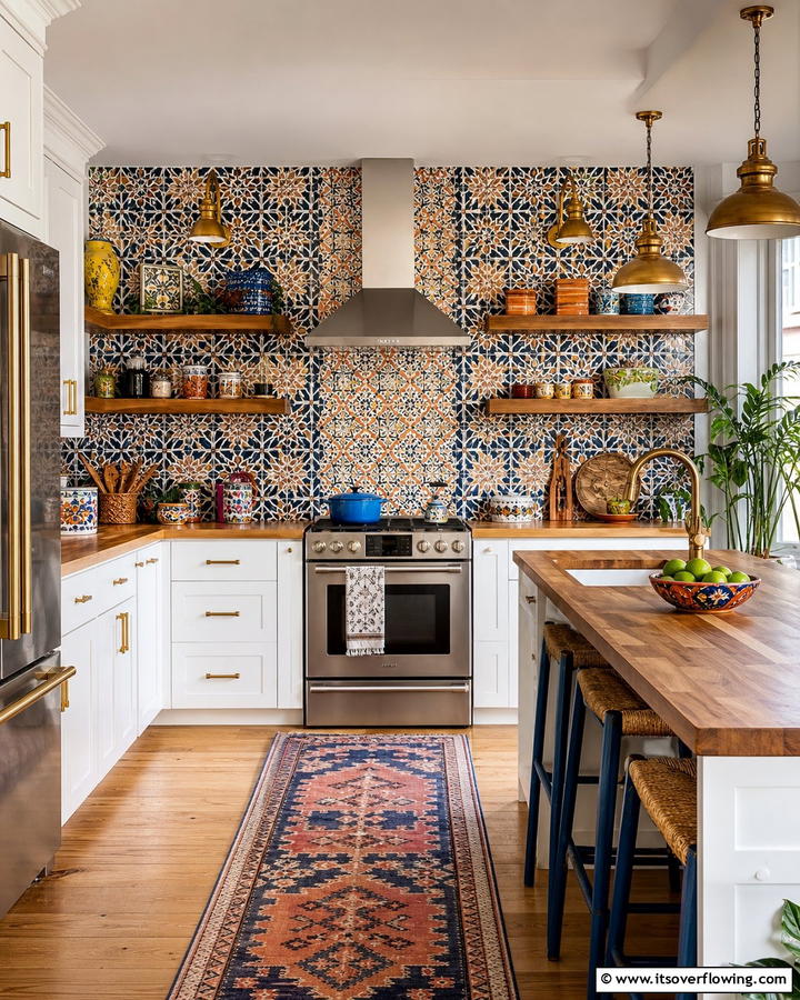 Patterned Enamel Tiles - 21 Kitchen Backsplash Ideas for Striaking Visual Impact