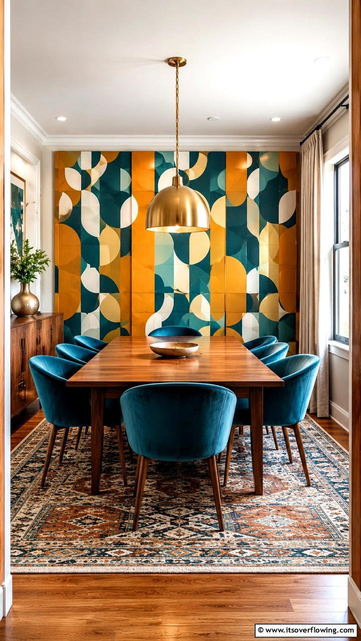 Patterned Fabric Panels - 30 Dining Room Accent Wall Ideas for Bold Style