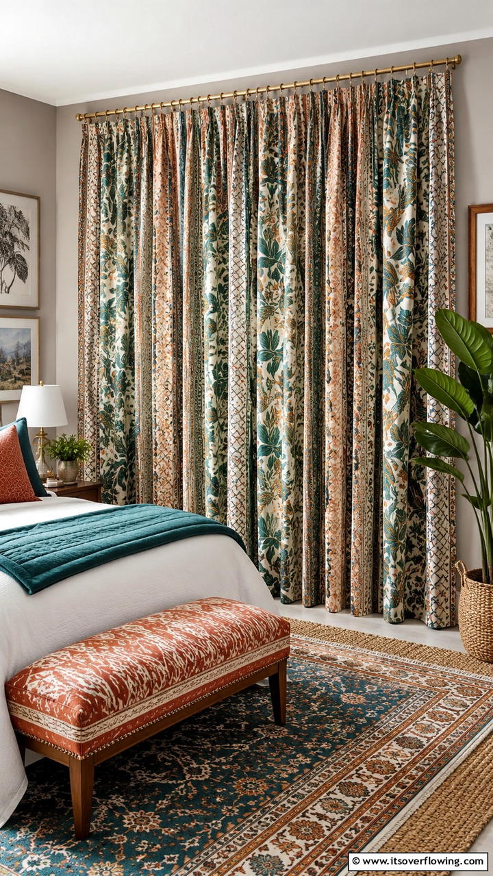 Patterned Fabric Sophistication - 30 Closet Curtain Ideas for Stylish and Practical Storage