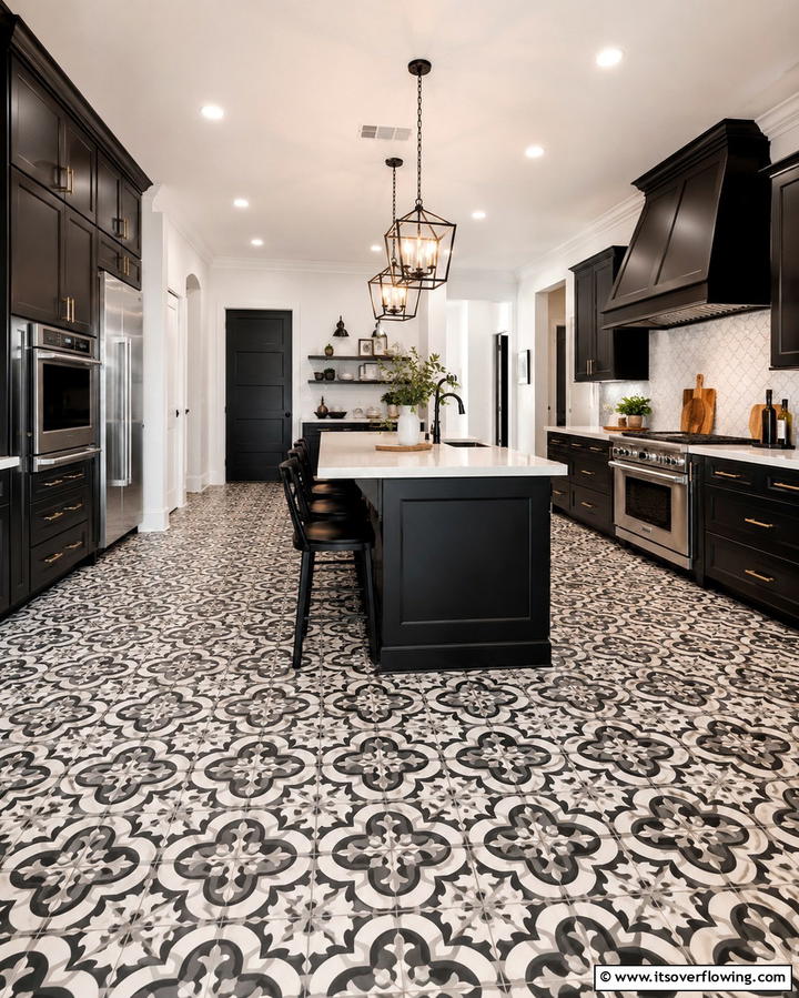 Patterned Floor Tiles - 25 Maximalist Kitchen Decor Ideas for Bold Spaces