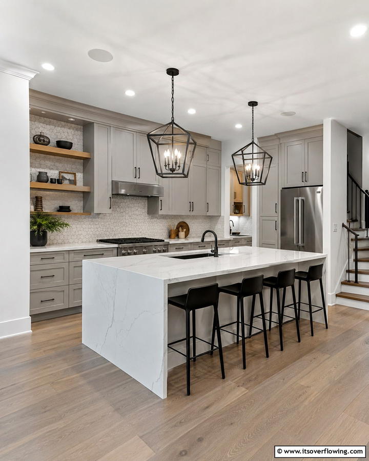 Patterned Floor Tiles - 20 Townhouse Kitchen Ideas for Small Spaces