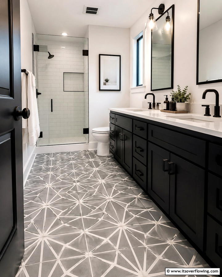 Patterned Gray Tiles for a Unique Touch - 30 Gray Floor Bathroom Design Ideas for Sleek Minimalism