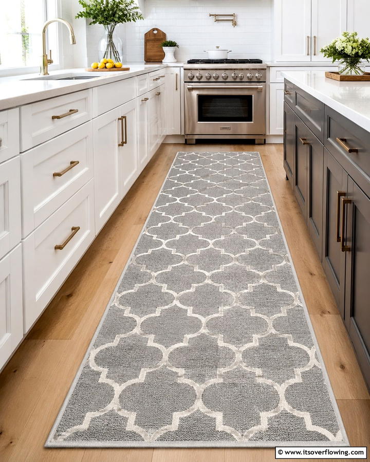 Patterned Grey and White Rugs - 25 Grey and White Kitchen Ideas for a Classic Look